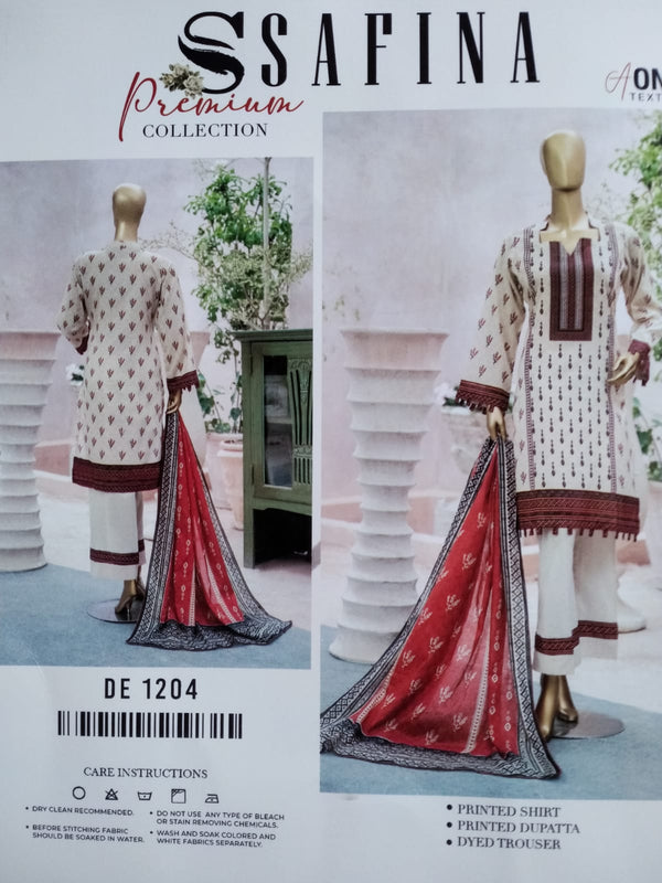 Safina Unstitched Lawn 3 Piece – Timeless Elegance