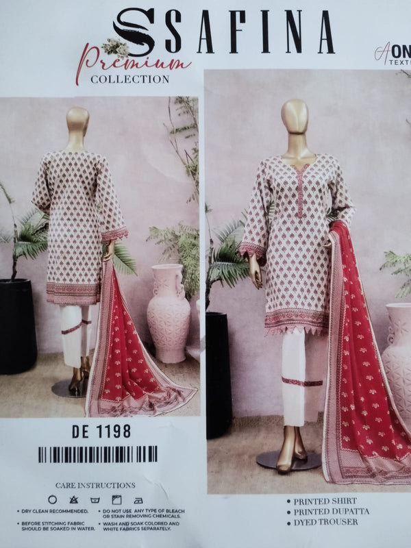 Safina Unstitched Lawn 3 Piece – Summer Grace Edition