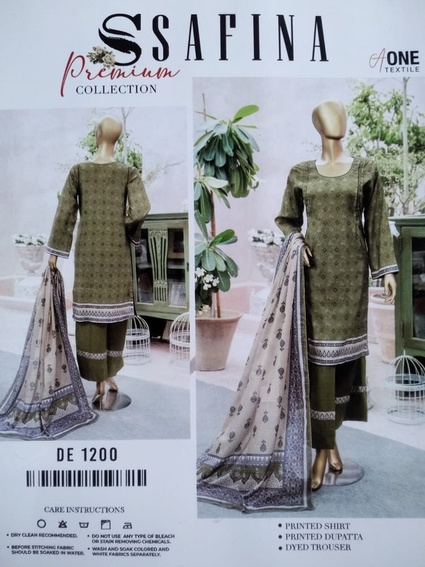Safina Unstitched Lawn 3 Piece – Premium Summer Collection