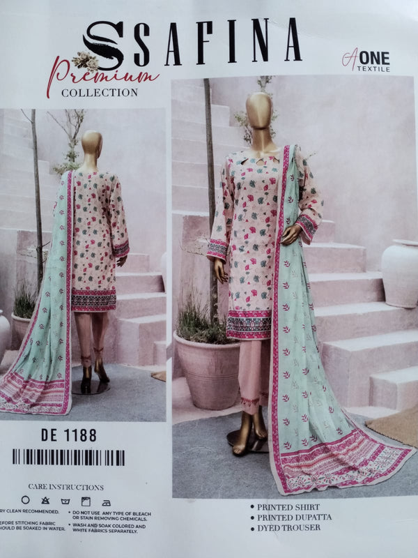 Safina Unstitched Lawn 3 Piece – Pure Summer Bliss